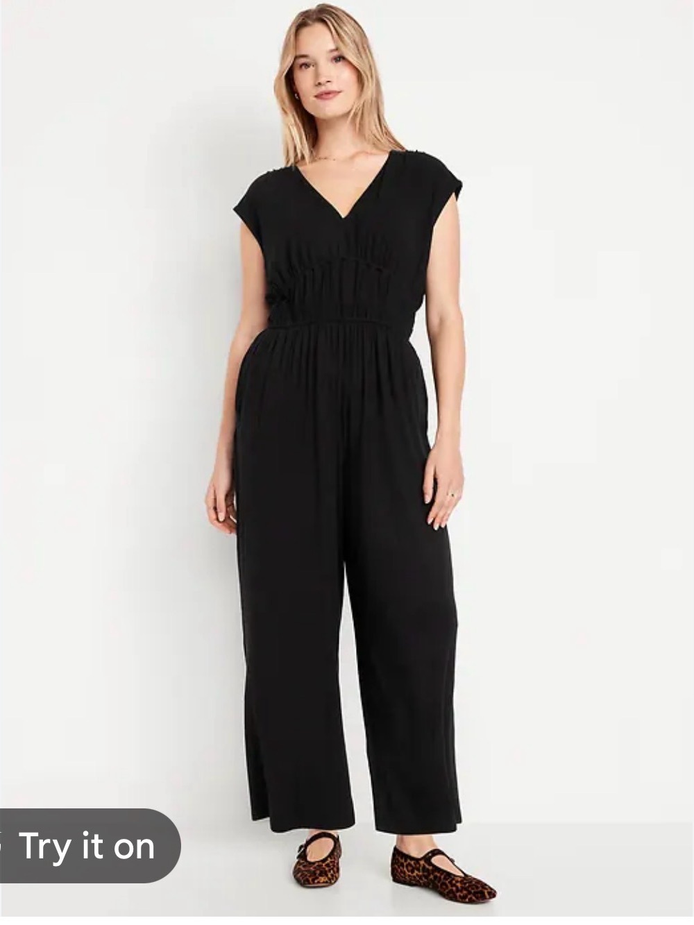 New With Tags Old Navy Petite Waist Defined Wide Leg Jumpsuit Sz SP